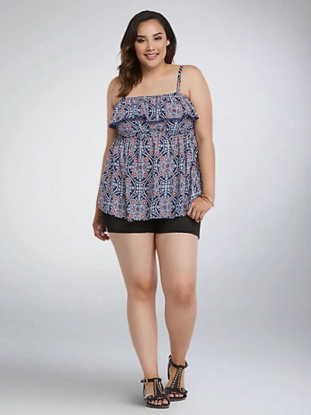 EUC torrid Paisley Ruffle Babydoll Top Blouse Tank - Picture 3 of 9